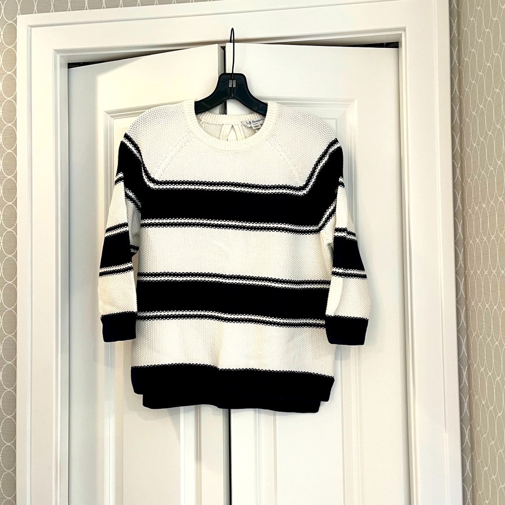 LK Bennett navy and white cotton sweater. Size S